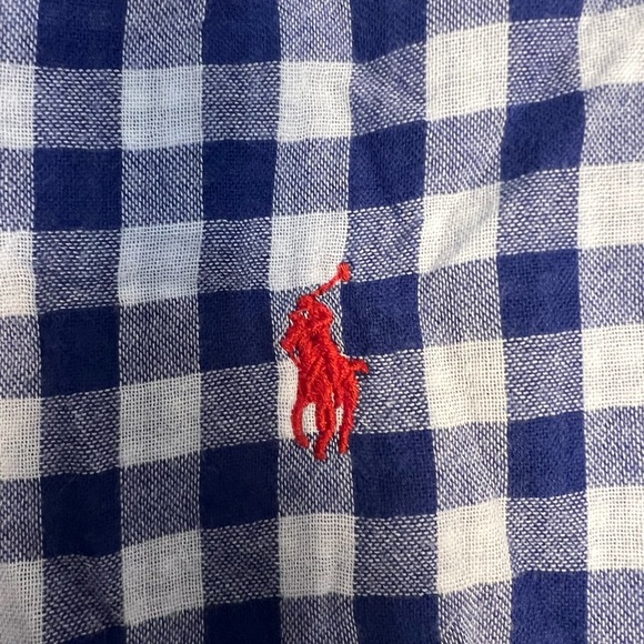 Ralph Lauren Blue Check Button Up Long Seeve Men's XXL Shirt - Picture 9 of 12